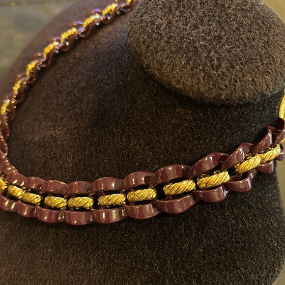 Vintage Estate Napier Signed Enamel Elegant Purple and Gold Necklace​ - Picture 3 of 8